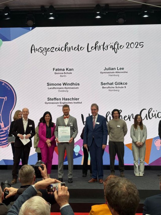 Deutscher Lehrkräftepreis geht an Steffen Haschler - Wir am E.I. freuen uns mit ihm!